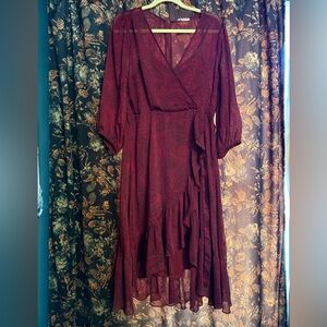 Calvin Klein Deep Red Long Sleeve Dress